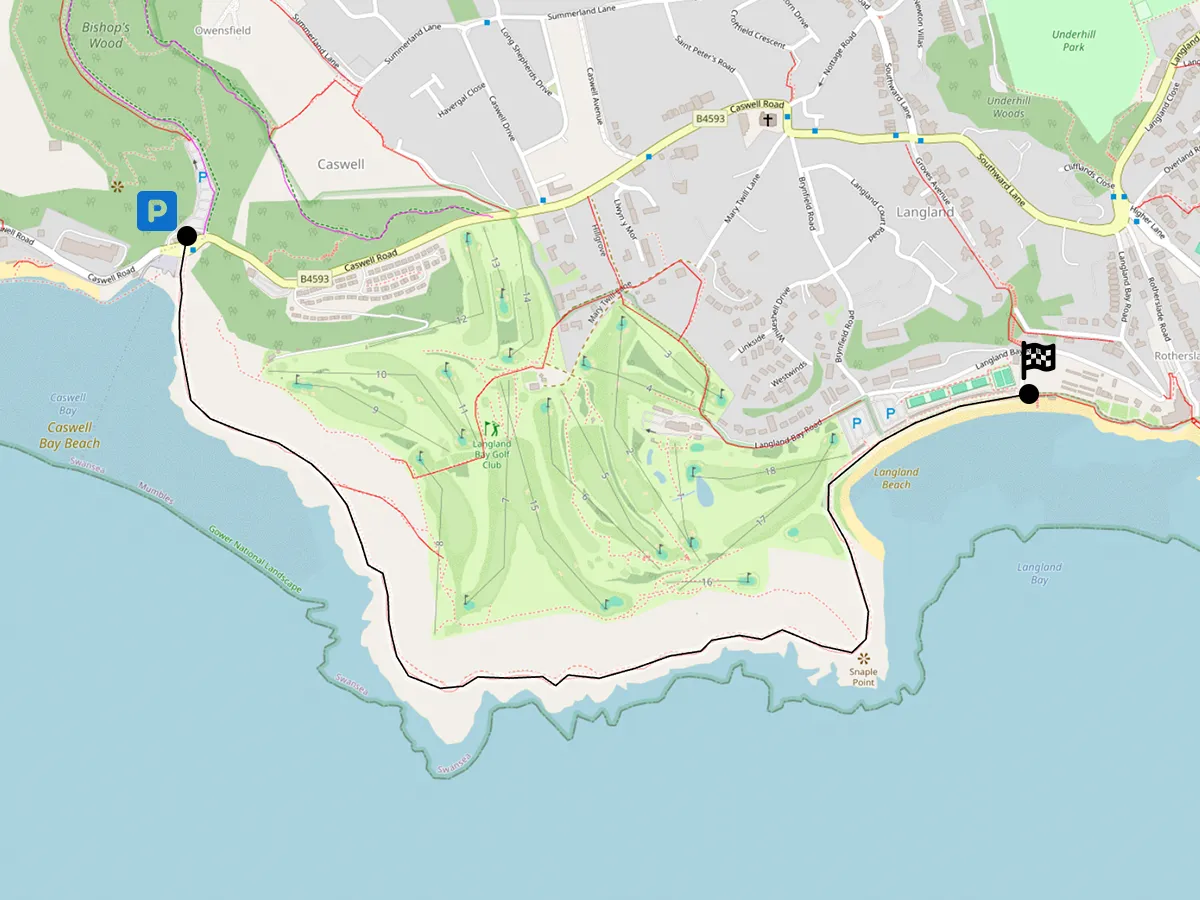map walks caswell bay to langland bay