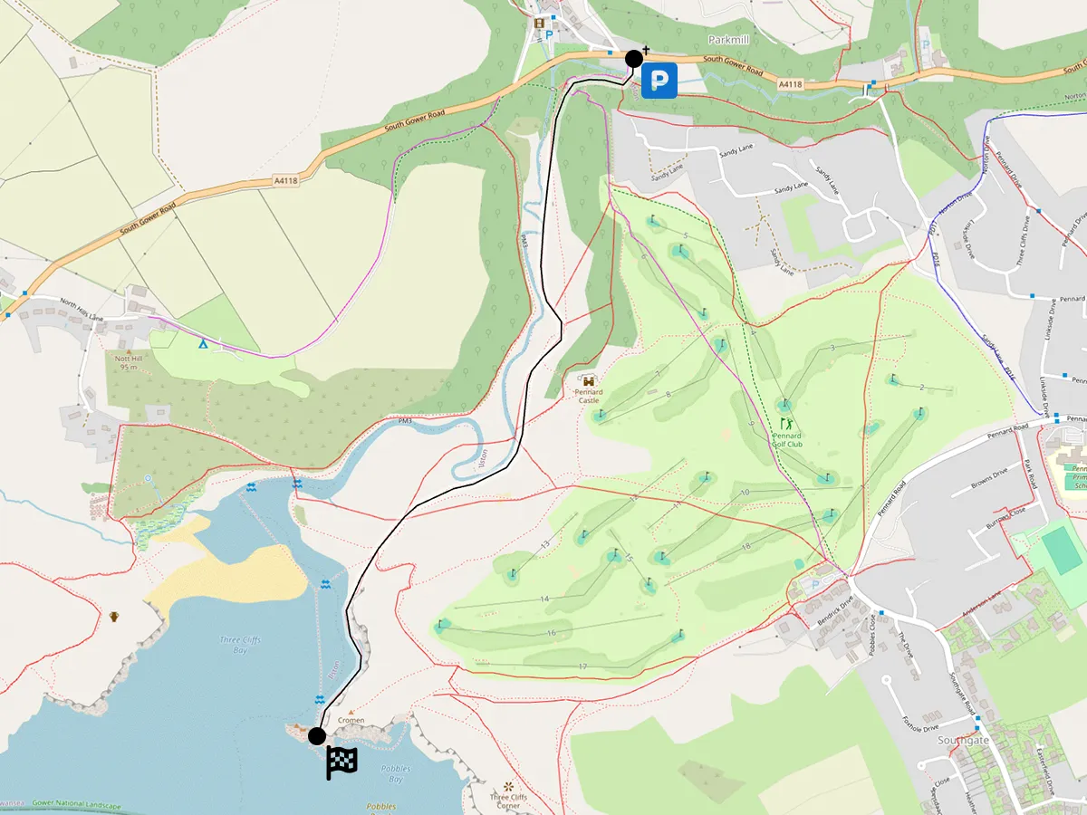 map walks pennard to three cliffs bay