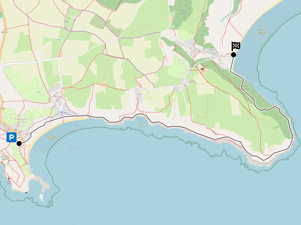 map walks port eynon to oxwich